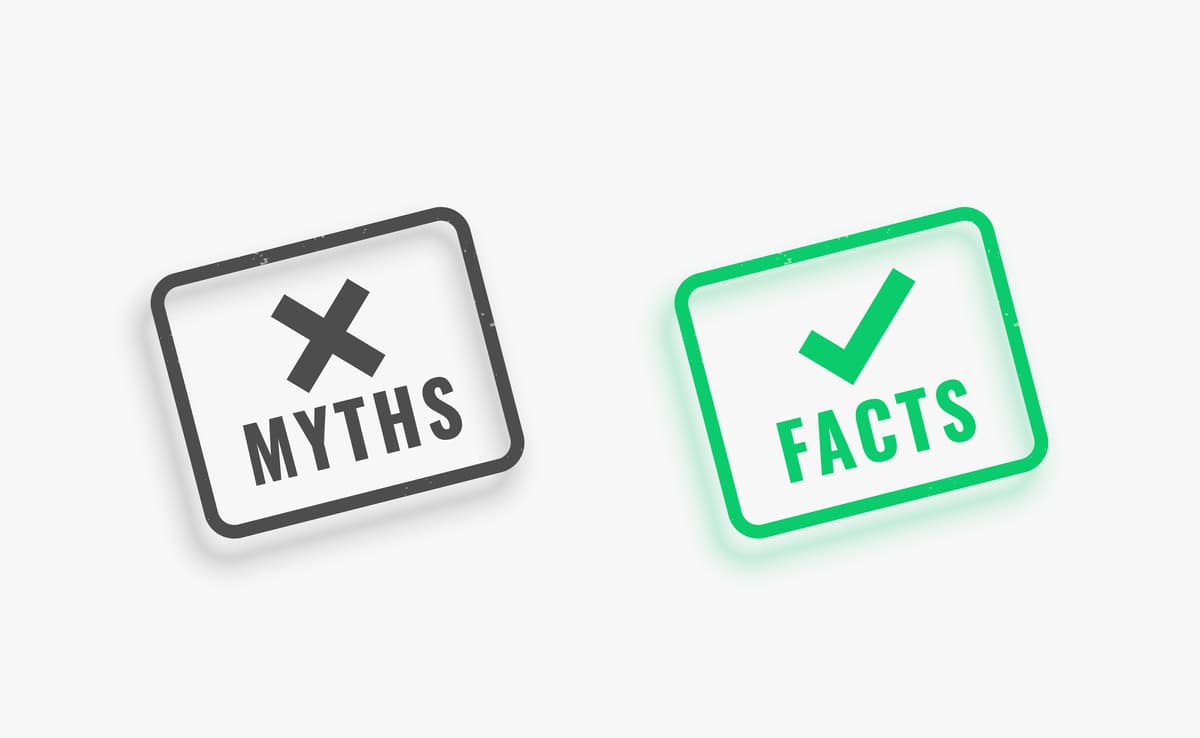 Illustration showing a developer surrounded by programming myths and productivity traps