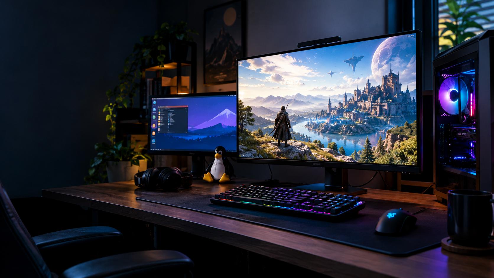 A gamer testing Linux and Windows on a dual-boot gaming PC